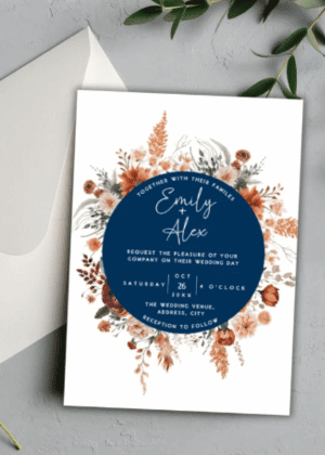 Wedding Invitation Template Navy and Terracotta