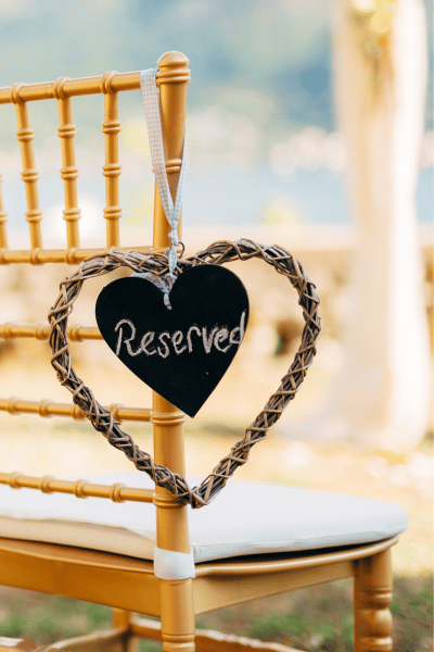 wedding ceremony venue shots photography list reserved sign