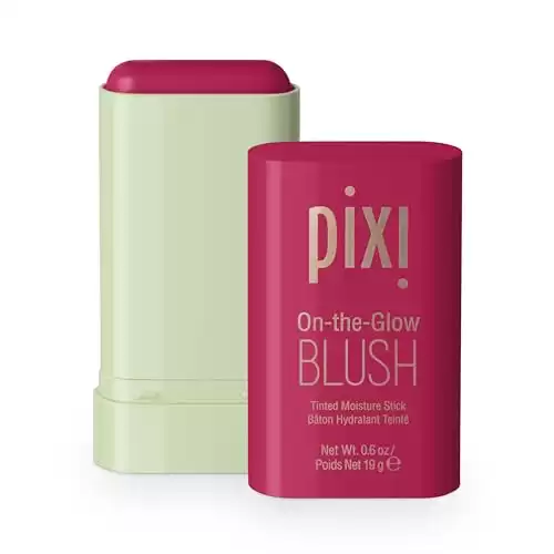 Pixi On-the-Glow Blush - Ruby, Hydrating Tinted Moisture Blush Stick with Ginseng, Aloe Vera & Fruit Extracts, For Cheeks & Lips, 19g / 0.6oz, Paraben-Free