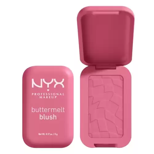 NYX PROFESSIONAL MAKEUP Buttermelt Powder Blush, Fade and Transfer-Resistant Blush, Up to 12HR Make Up Wear, Vegan Formula - For The Butta