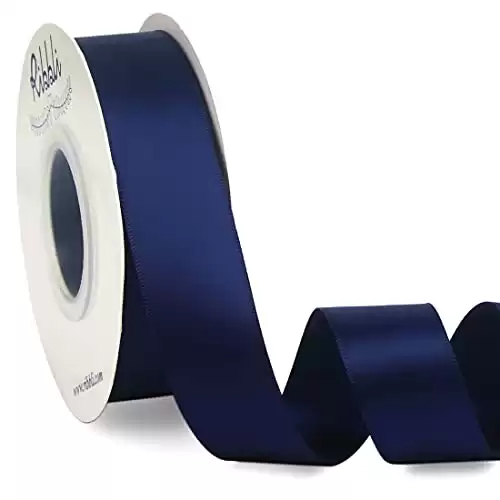 Navy Double Faced Satin Ribbon,1 x Continuous 25 Yards