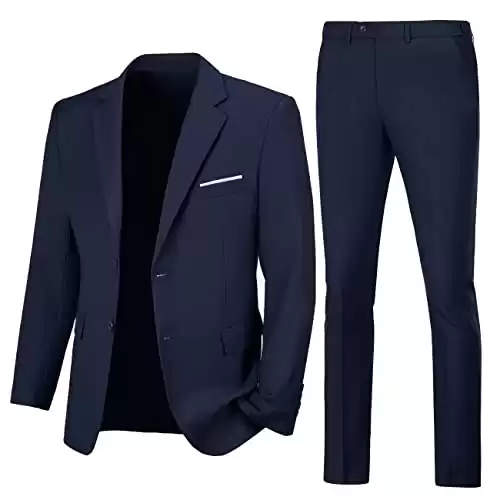 Men's 2 Piece Suit Slim Fit Prom Suit Navy