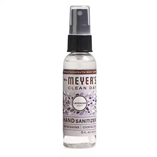 MRS. MEYER'S CLEAN DAY Antibacterial Hand Sanitizer Spray, Travel Size, Removes 99.9% of Bacteria, Lavender Scent, 2 oz