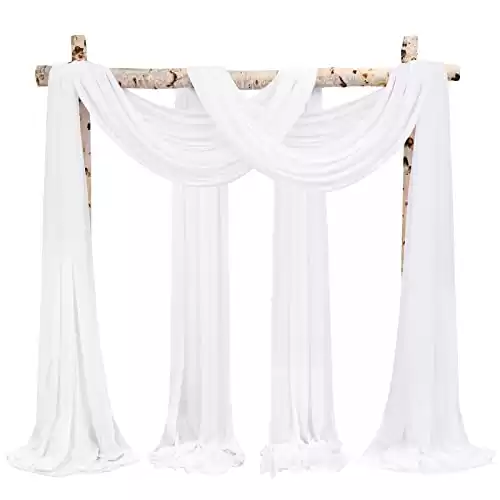 Wedding Arch Draping Fabric, 4 Panels 28"x20ft White Wedding Drapes for Ceremony