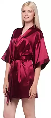 Turquaz Women's Bride Bridesmaids Robe - Satin Kimono Robes for Wedding & Bridal Party Silk Like Lightweight Robes for Women