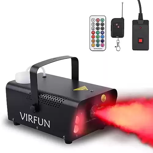 Fog Machine, 6 LED Lights with 12 Colors Effect, Wired Remote Control for Parties Weddings 500ml Tank