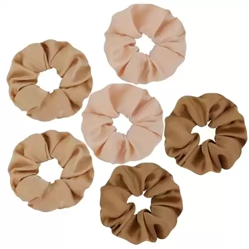 Soft Satin Scrunchies for Women, Non Slip, No Damage Scrunchies Hair Ties, Pack of 6