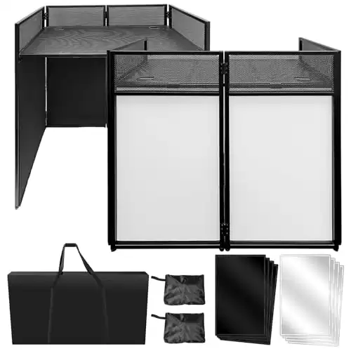 Portable DJ Facade Booth with Black and White Lighting Scrim