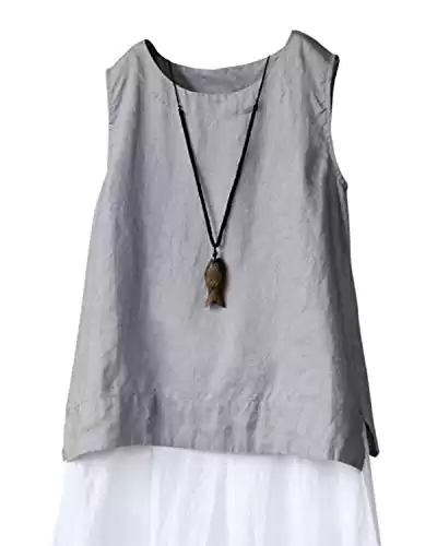 Women's 100% Linen Sleeveless Tank Top