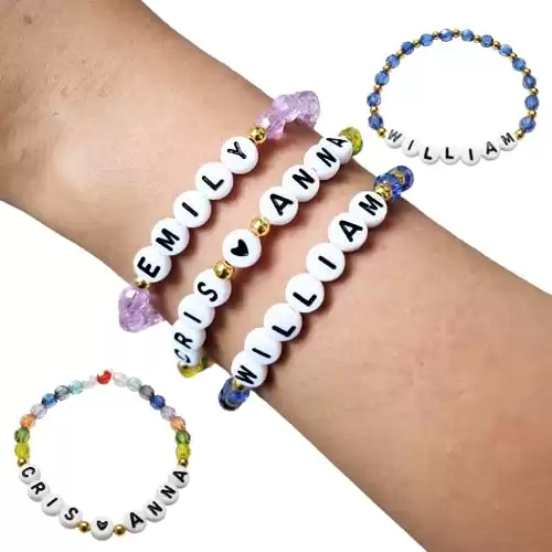 1Pc Personalized Handmade Bead Bracelet | Custom Name, Size, Style, and Color | Unisex for Couples, Friends, Adults, and Kids