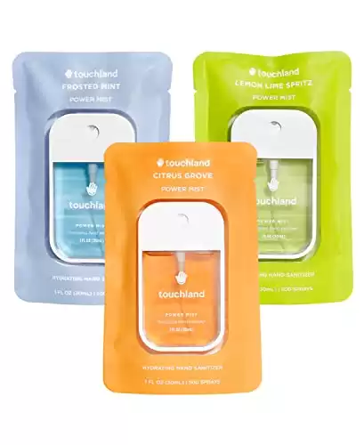 Touchland Power Mist Hydrating Hand Sanitizer Spray, FRESH 3-Pack (Mint, Citrus, Lemon Lime), 500-Sprays each, 1Fl Oz Travel Size (Set of 3)