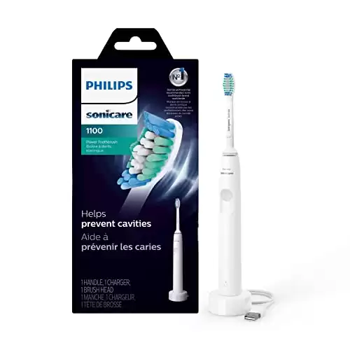 PHILIPS Sonicare 1100 Power Toothbrush, Rechargeable Electric Toothbrush, White Grey HX3641/02