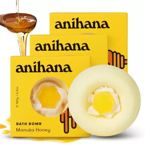 ANIHANA Bath Bombs 3 Pack with Coconut Oil Paraben Free Cruelty Free Refreshing Manuka Honey Scent 6.3 oz Each