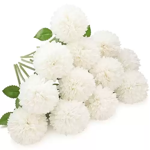 12pcs Artificial Chrysanthemum Ball Flowers (White)