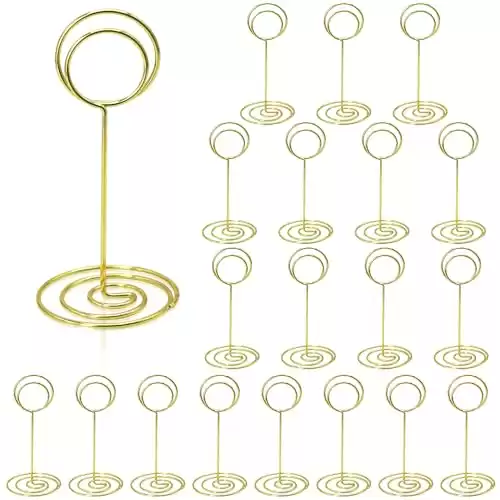 RONTEDA Table Number Holders 20Packs - 3.35 Inch Table Number Stands Place Card Holder for Wedding Party Graduation Reception Restaurant Home Photo Picture Office Memo (Gold, 3.35")