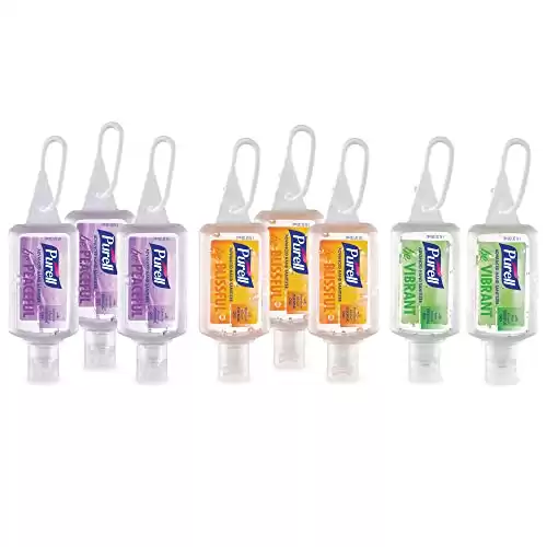 Purell Advanced Hand Sanitizer Gel Infused with Essential Oils, Scented Variety Pack, 1 fl oz Travel Size Flip Cap Bottles with JELLY WRAP Carrier (Pack of 8), 3900-09-ECME17