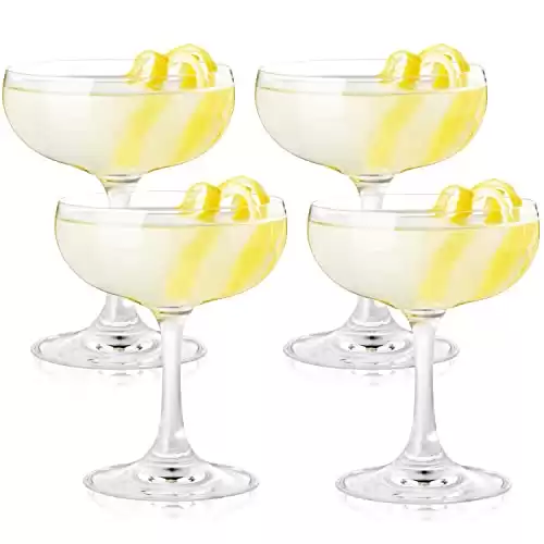 True Coupe Glass, Superb Margarita Daiquiri Manhattan Martini Glasses Drinking Set, Cocktail Party, Home Bar Cart Accessories, 7 oz, Set of 4