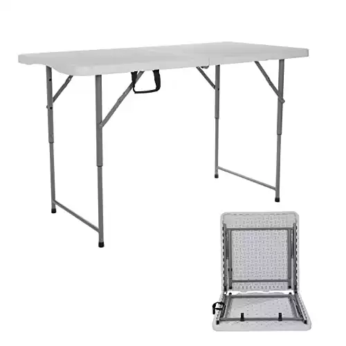 4ft Folding Table Plastic Fold in Half w/Handle Heavy Duty