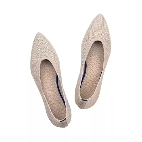 Womens Pointed Toe Flats Knit Dress Shoes