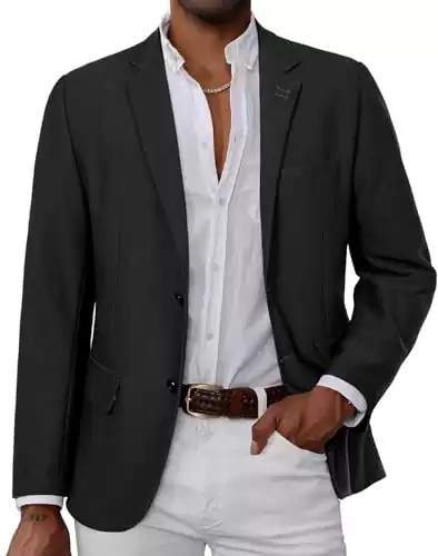 Mens Knitted Casual Blazers Jacket Slim Fit 2 Button Sport Coat