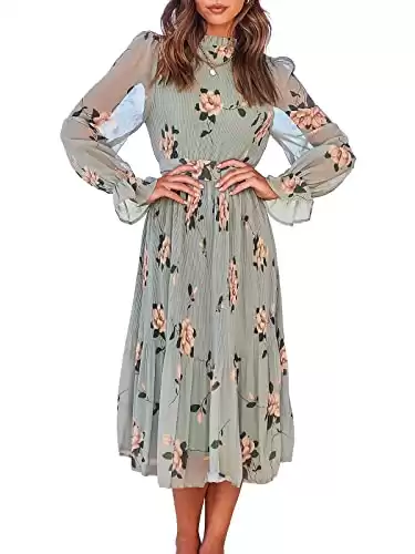 Women's Ruffle Midi Dress Floral Print