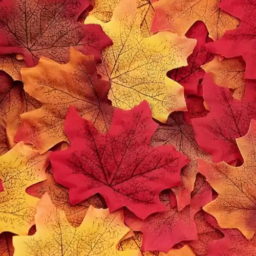 1100PCS Fall Artificial Maple Leaves, Multicolored