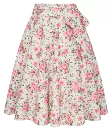 Floral Skirt Tea Party Vintage Swing Midi Skirt