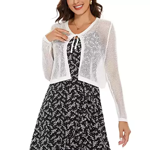 Long Sleeve Tie Open Front Bolero Shrug Lightweight