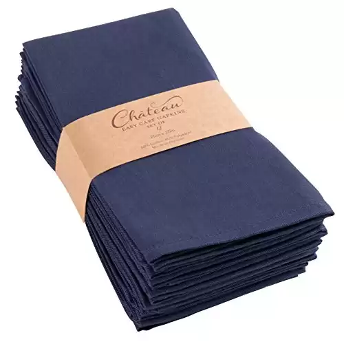 Cloth Dinner Napkins - Set of 12 (20 x 20 inches) - Navy Blue