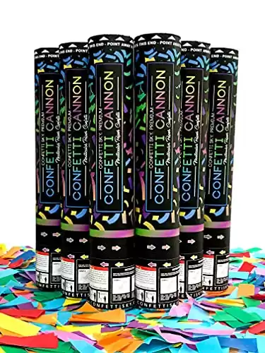 Confetti Sky [6 Pack] 12 Inch Confetti Cannons | Multicolor Confetti Poppers