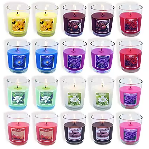 20 Packs Scented Aromatherapy Candle with 10 Fragrances, 1.8 Oz Soy Votive Candle for Home Decoration, Candle Gifts Baskets for Christmas Thanksgiving Anniversary