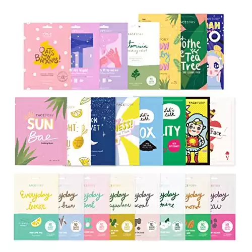 FACETORY K Beauty Face Mask Skin Care 23 COLLECTION Sheet Mask Set | Natural Premium Korean Face Mask For All Skin Types - No Sulfates No Parabens (23 pc)