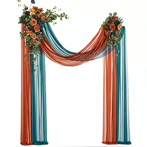 Ling's Moment Teal Orange Artificial Wedding Arch Flowers Kit Pack of 4