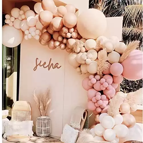 Boho Balloon Arch Kit 156pcs Dusty Rose Balloon Garland Double Stuffed Bridal Wedding Party Decorations