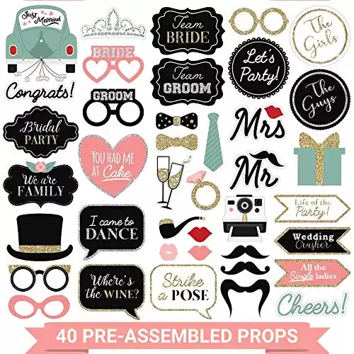 Fully Assembled Wedding Photo Booth Props Set of 40