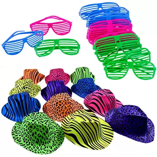 Neon Bright Party Set-24 pieces Neon Photobooth Supplies