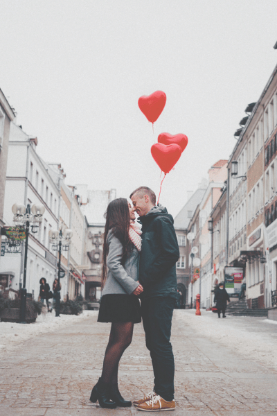 Elegant City Stroll winter engagement photo shoot