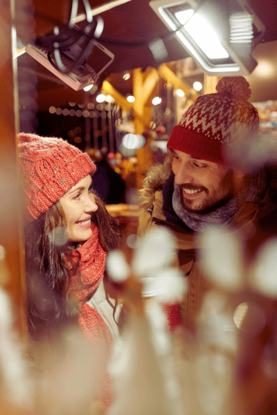 Holiday Market Date winter wonderland engagement date