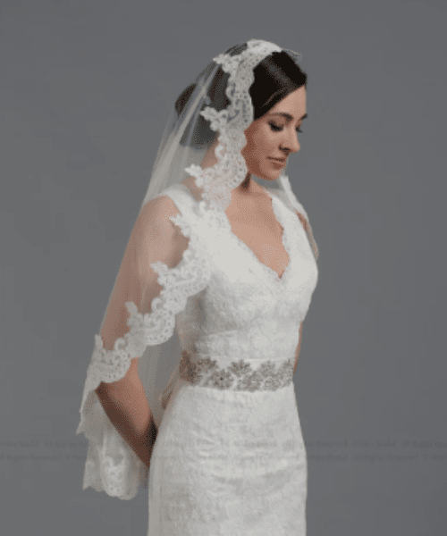 Ivory wedding veil, bridal veil, mantilla veil