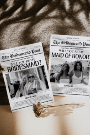 Newspaper Bridesmaid Proposal, Maid of Honor Proposal Card