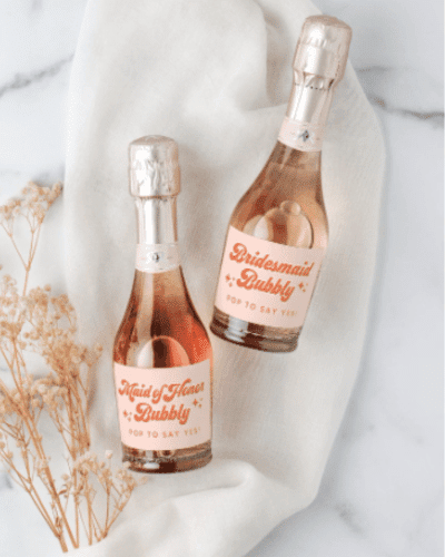 Retro, Mini Champagne Bottle Labels, Pink and Red