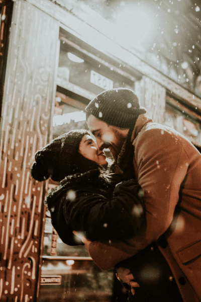 Rustic Lodge Feel winter engagement photos