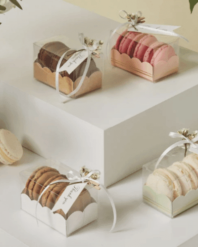 Set of 25 Macaron Boxes with Clear Window