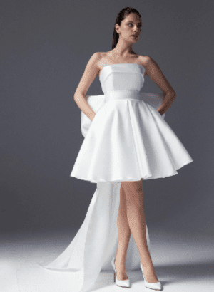 Short wedding dress SOPHIE with detachable bow