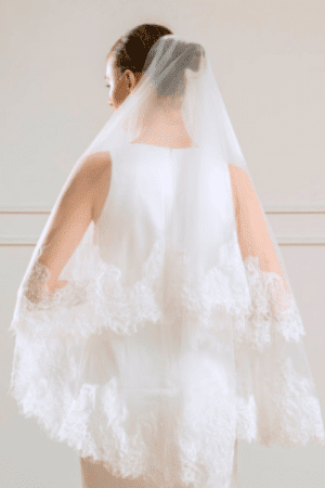 Spanish Lace Veil Wedding, Cathedral Bridal Veil with Blusher