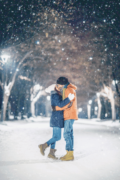 Strolling During a Snowfall