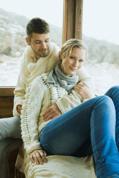 Window Frosted by Snow engagement photo winter