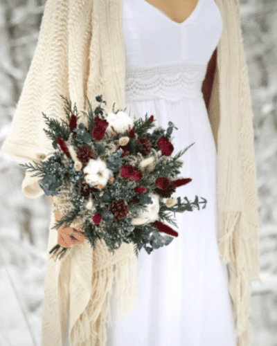 Winter Dried Flowers Bouquet l Hot Pink & Cedar Boho Bouquet