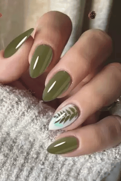 fall engagement nails forest green