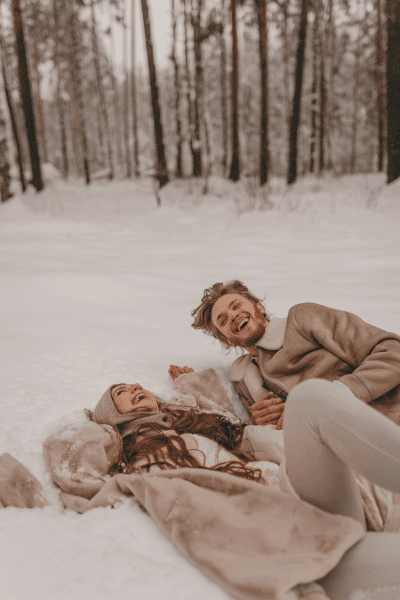 winter engagement photos snow angels Snow Angels